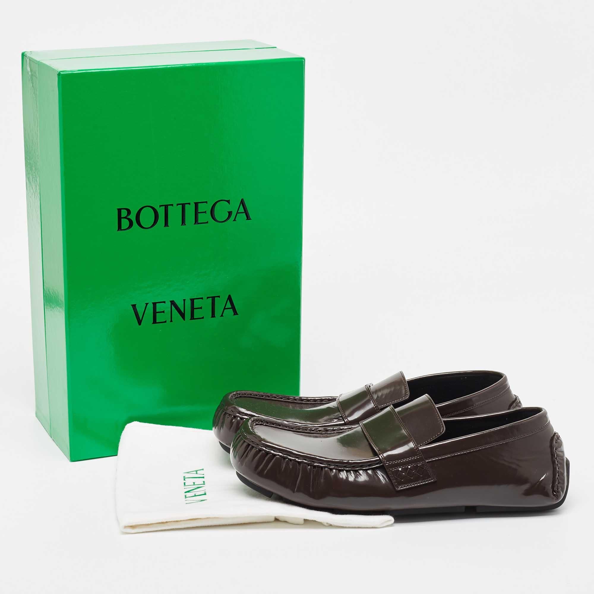 Bottega Veneta Brown Leather Ride Driver Loafers Size 45 5