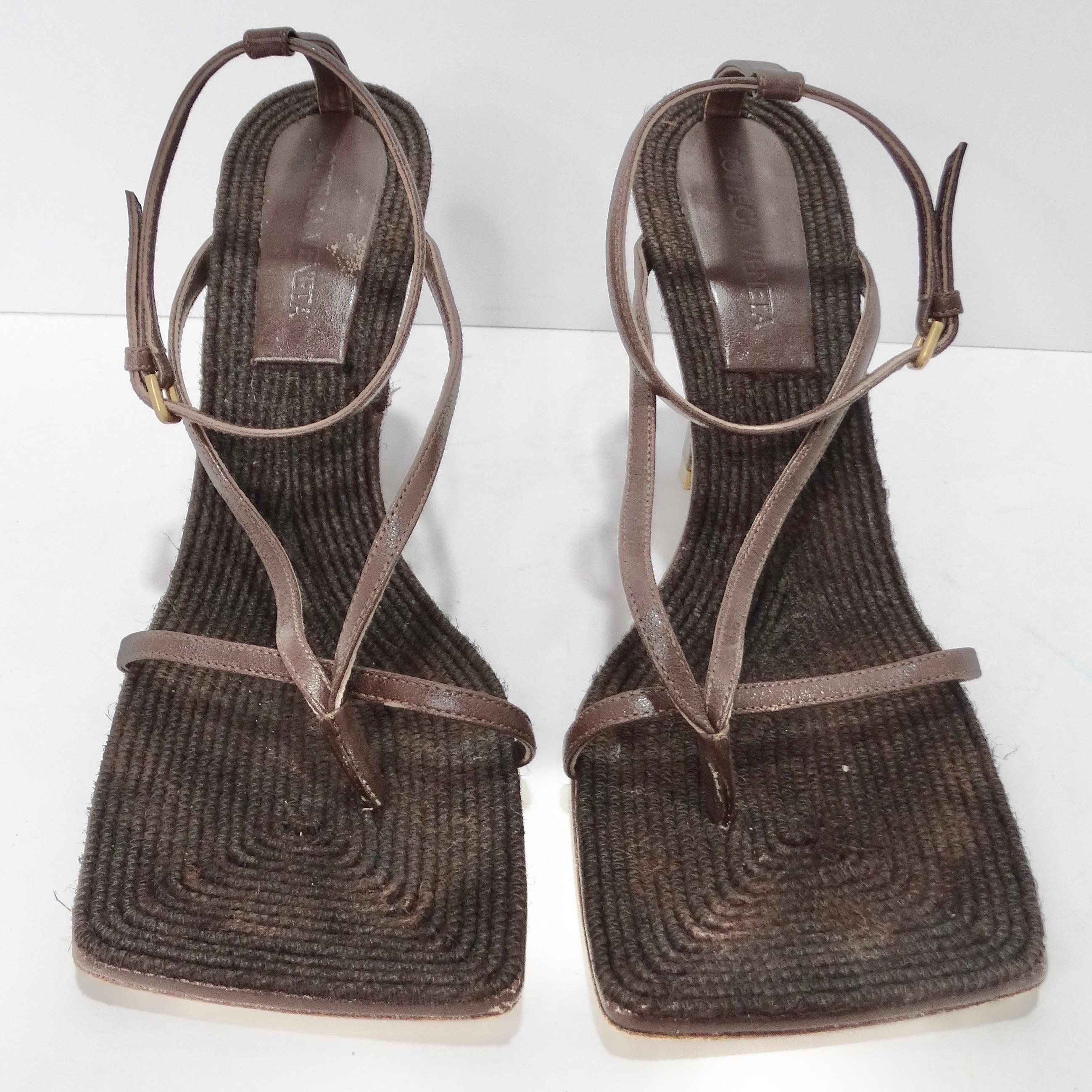 Bottega Veneta Brown Leather Square Toe Heels In Good Condition For Sale In Scottsdale, AZ