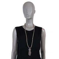 BOTTEGA VENETA brown leather & STERLING SILVER HAND Necklace