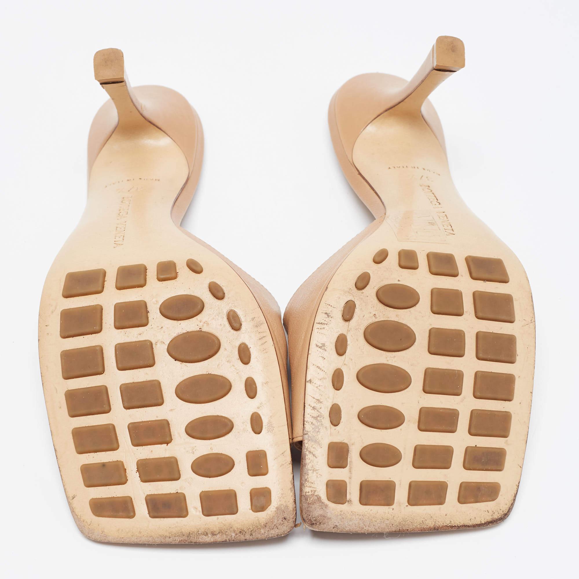 Bottega Veneta Brown Leather Stretch Slide Sandals Size 37.5 4