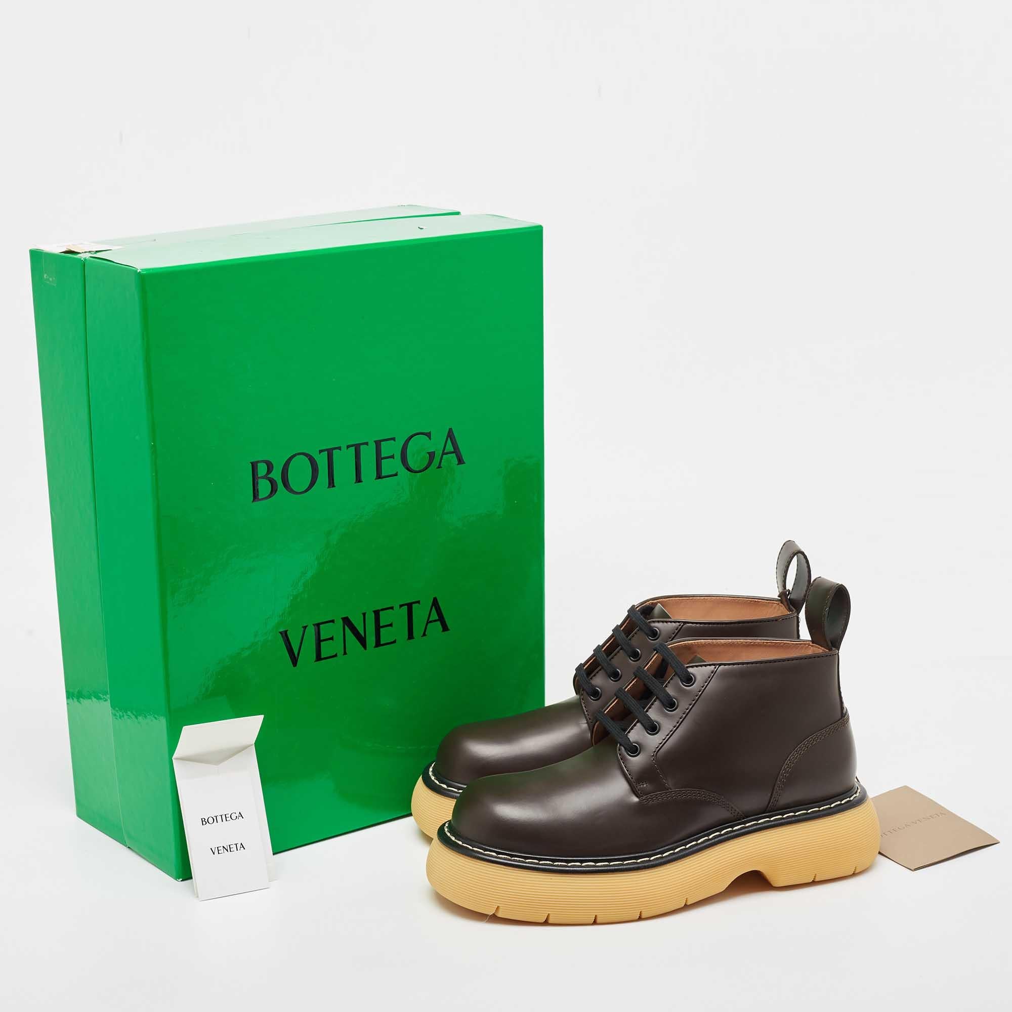 Bottega Veneta Brown Leather The Bounce Derby Boots Size 41 4