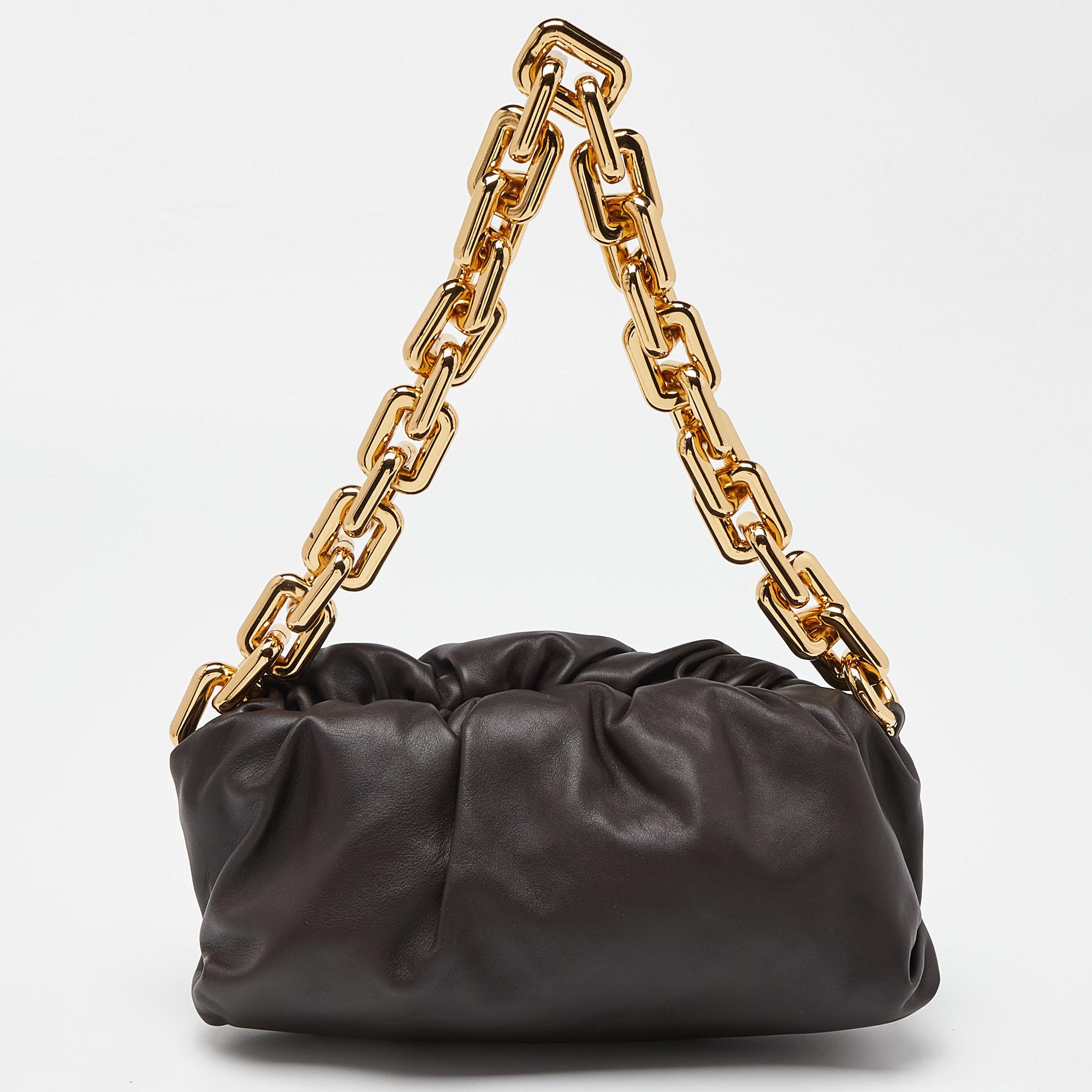 Women's Bottega Veneta Brown Leather The Chain Pouch Bag
