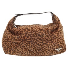 Bottega Veneta Brown Leopard Print Nylon Pouch