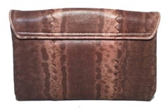 Bottega Veneta Brown Lizard Leather Clutch