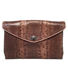 Bottega Veneta Brown Lizard Leather Clutch