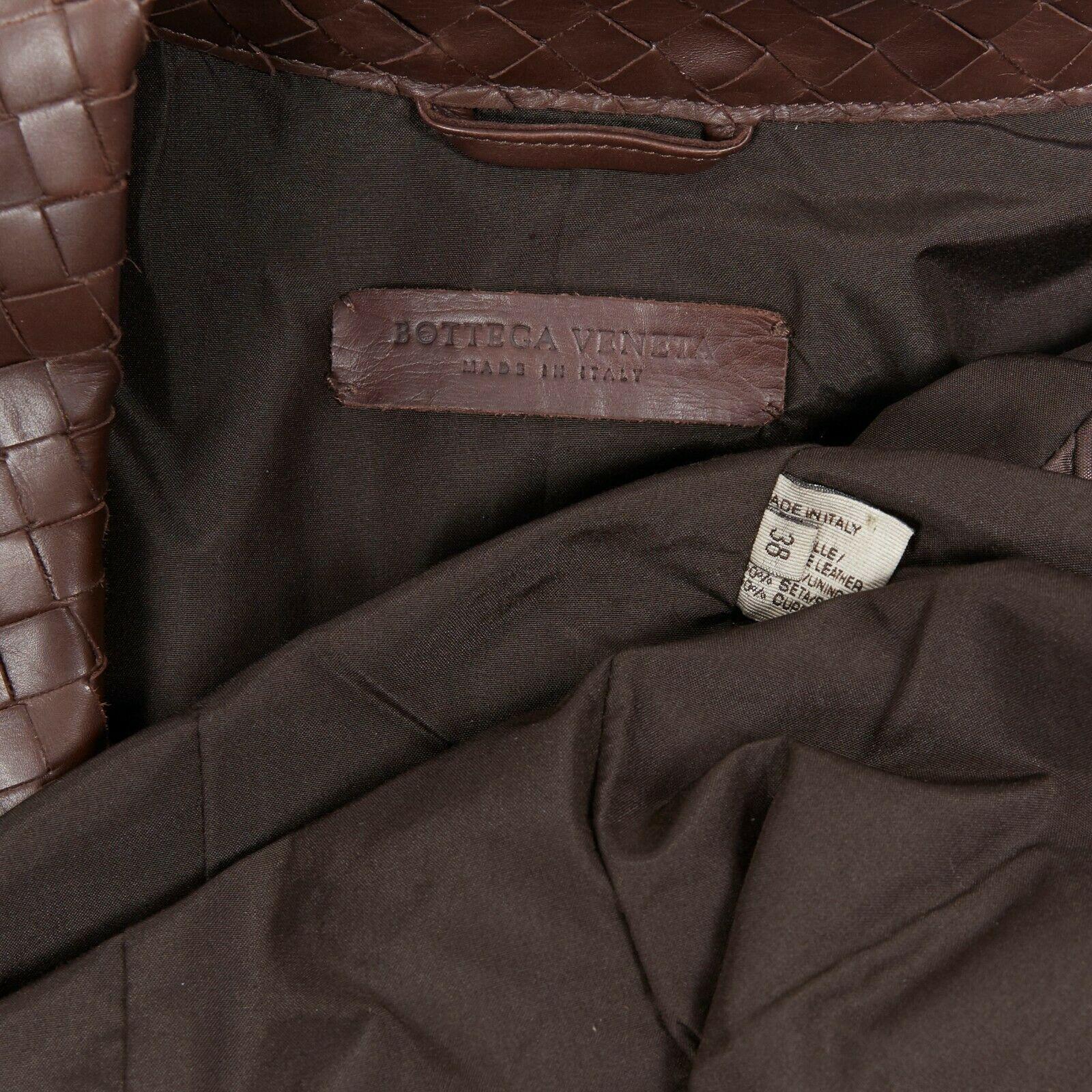 BOTTEGA VENETA brown nappa genuine leather intrecciato weave jacket IT38 XS 3