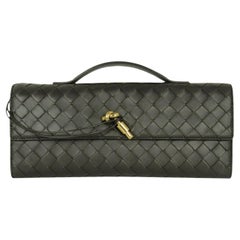Bottega Veneta Brown Nappa Intrecciato Long Andiamo Top Handle Clutch Bag