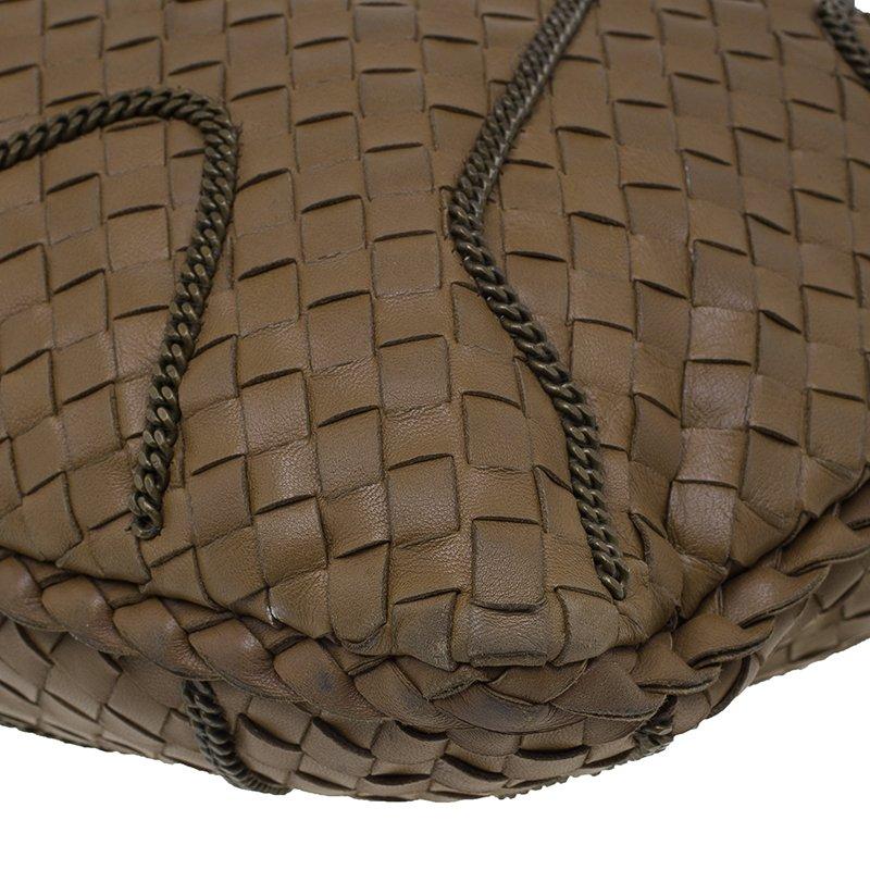 Bottega Veneta Brown Nappa Leather Intrecciato Large Chain Veneta Hobo 7