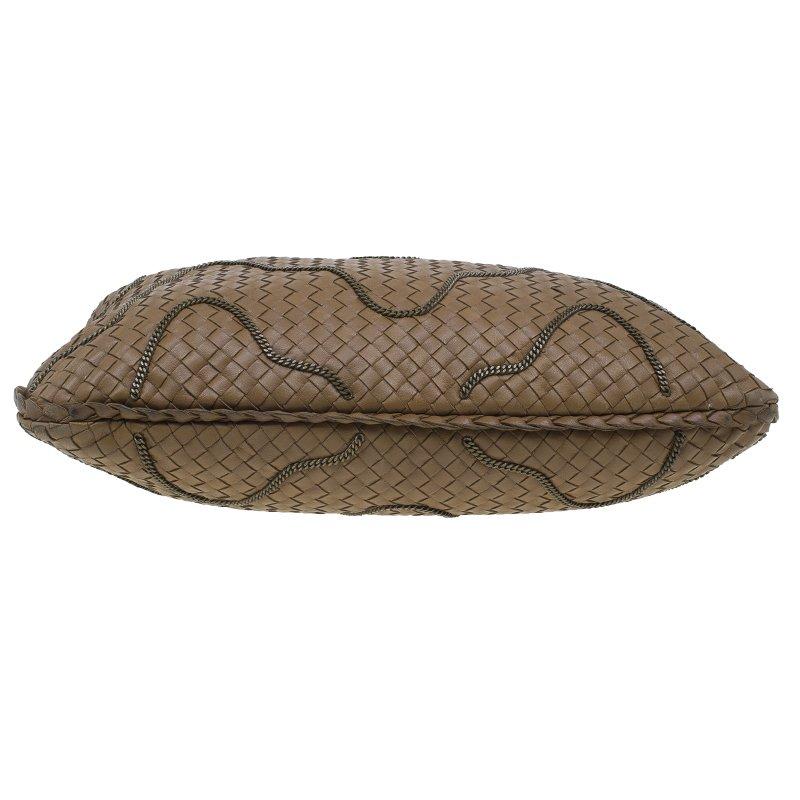 Bottega Veneta Brown Nappa Leather Intrecciato Large Chain Veneta Hobo 1