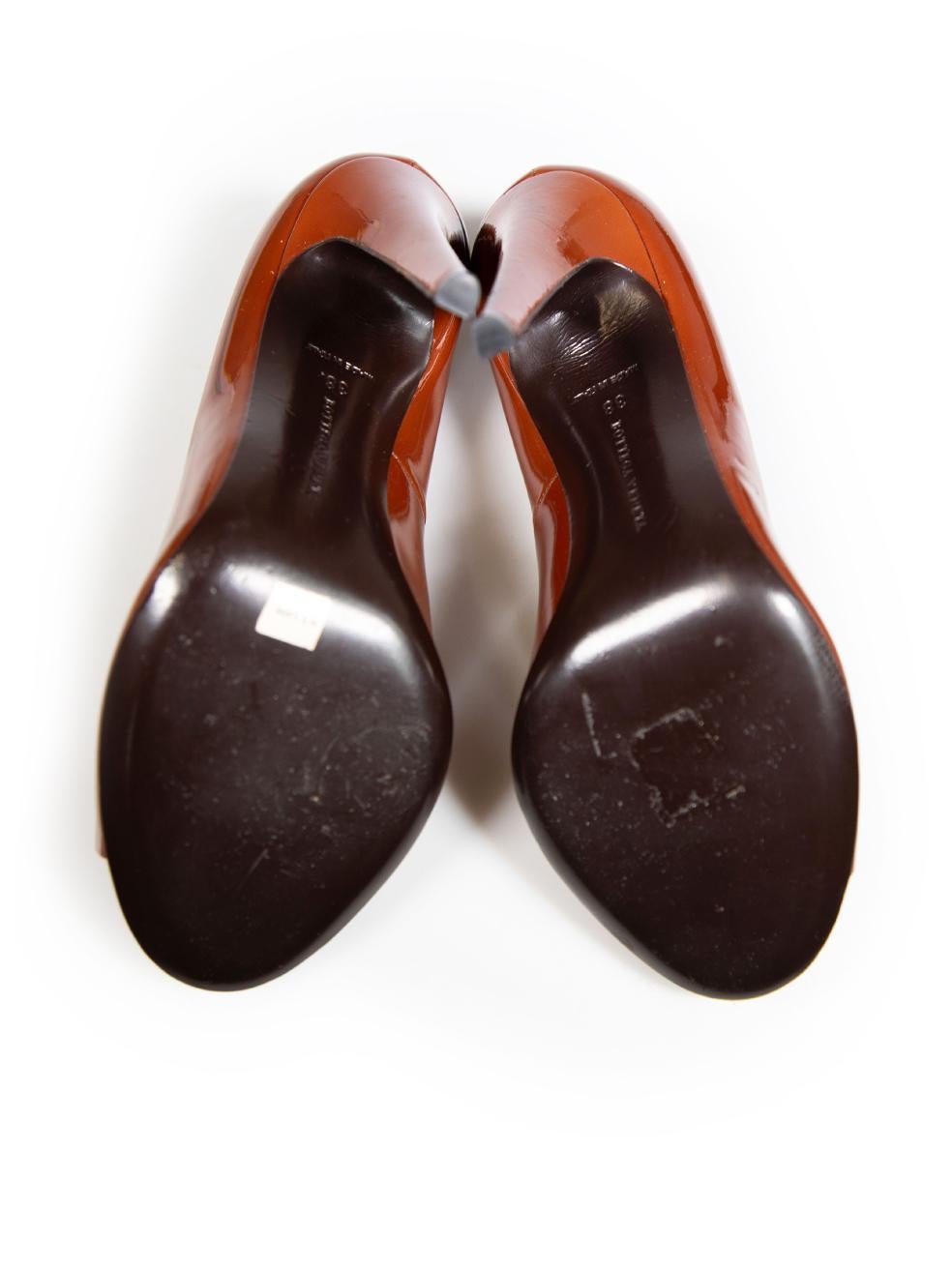 Bottega Veneta Zapatos de tacón con puntera abierta de charol marrón talla IT 38 en Bueno estado para la venta en London, GB