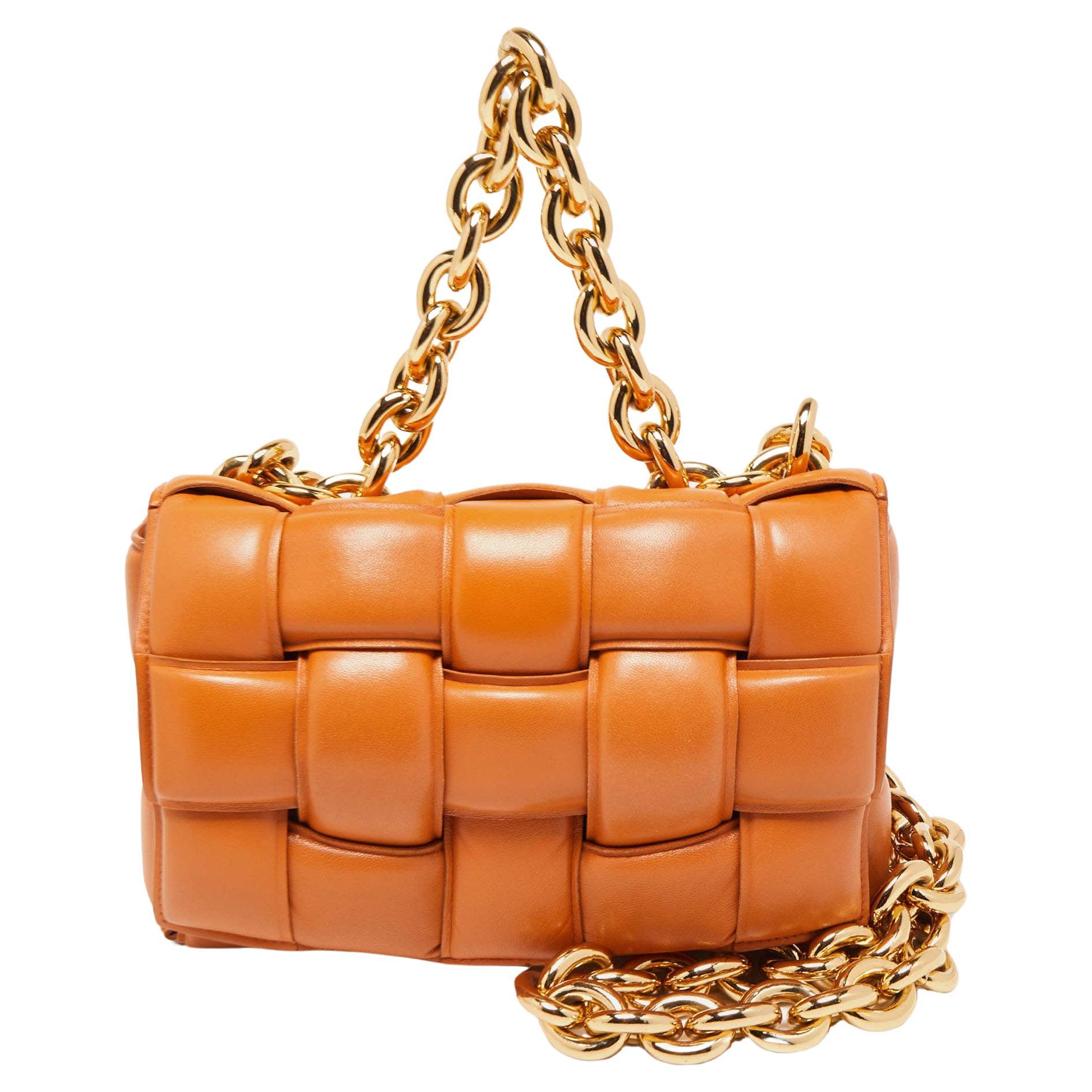 Bottega Veneta Brown Padded Leather Chain Cassette Shoulder Bag