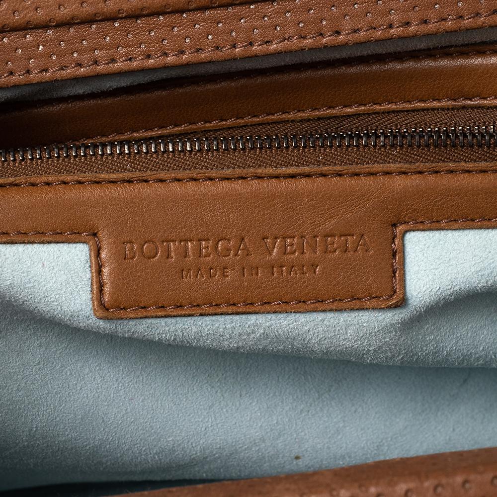 Bottega Veneta Brown Perforated Intrecciato Leather Embroidered Satchel 1