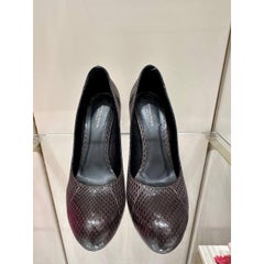 Bottega Veneta Brown Python Leather Round Toe Pumps Size 38