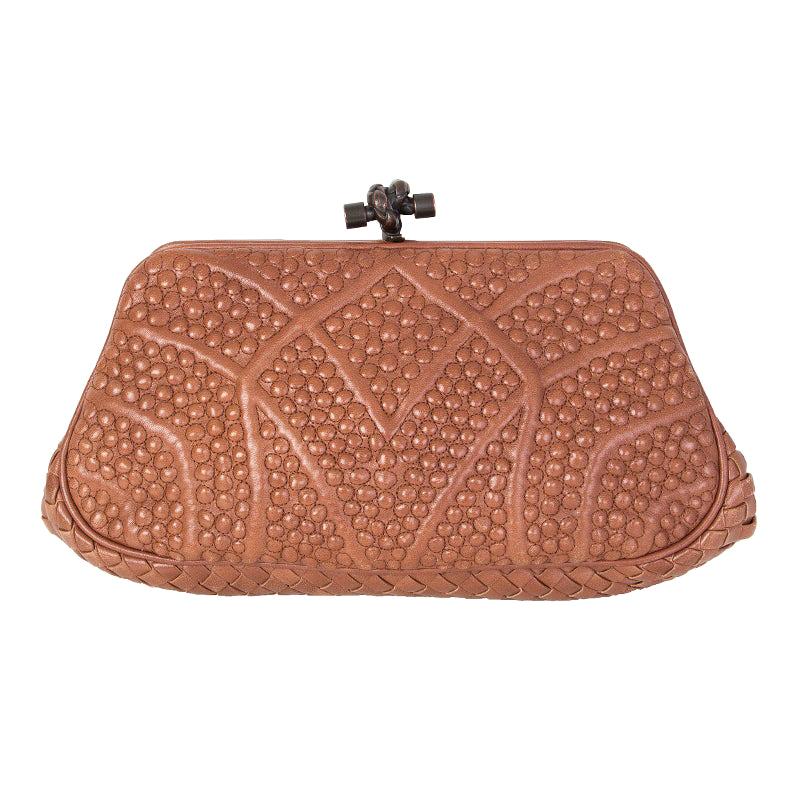 BOTTEGA VENETA brown QUILTED leather Clutch Bag