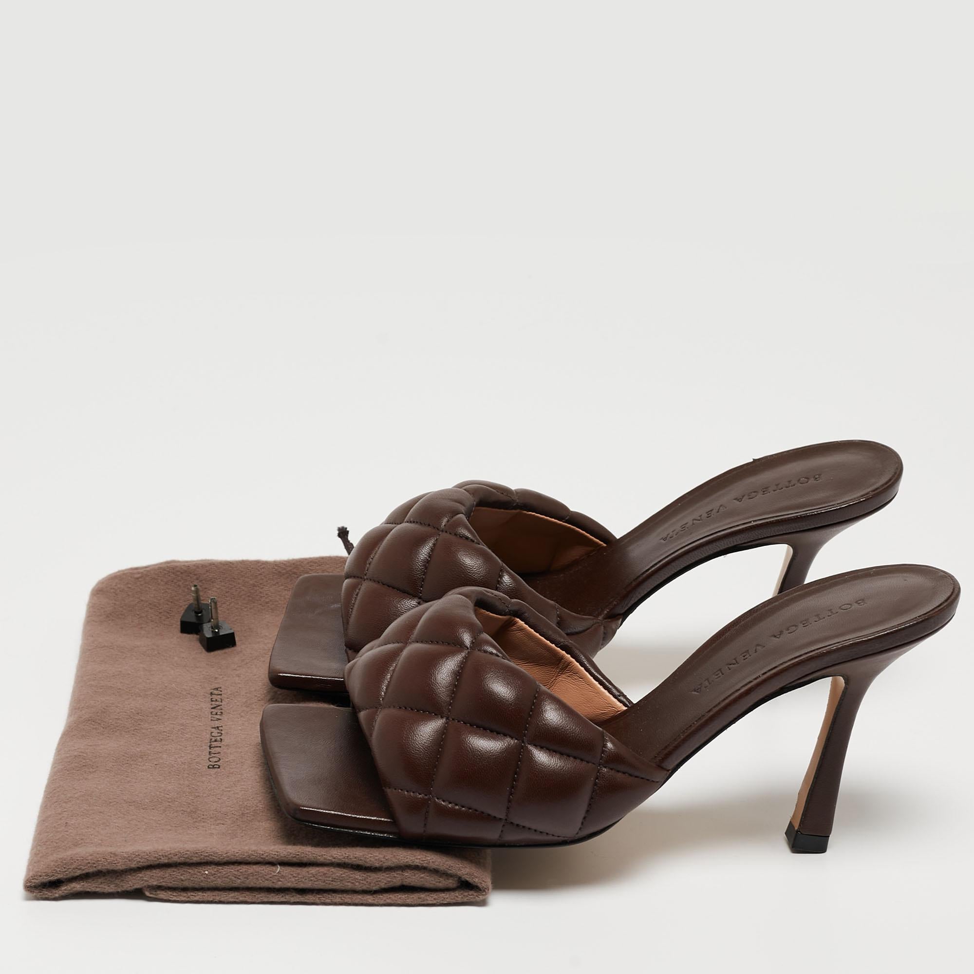 Bottega Veneta Brown Quilted Leather Slide Sandals Size 35 1