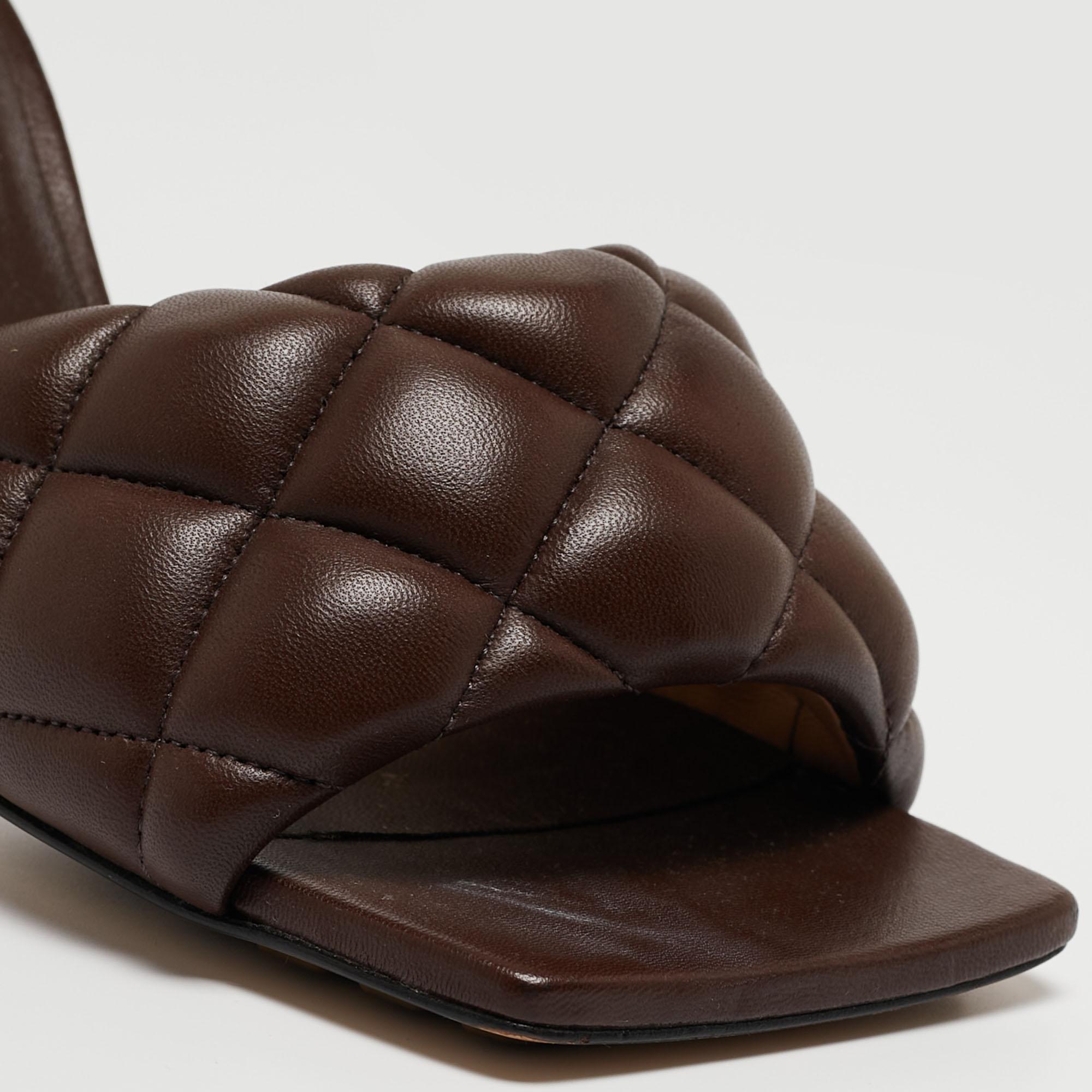 Bottega Veneta Brown Quilted Leather Slide Sandals Size 35 3