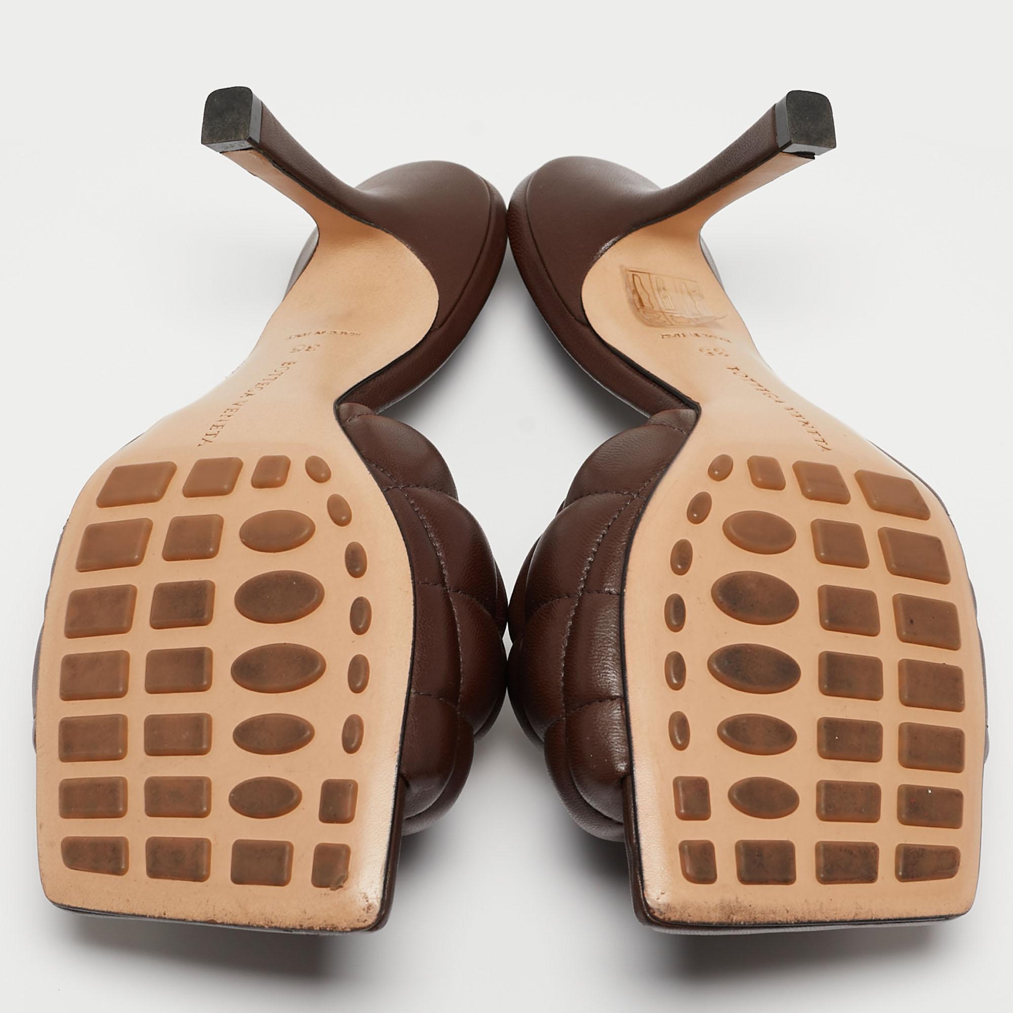 Bottega Veneta Brown Quilted Leather Slide Sandals Size 35 4