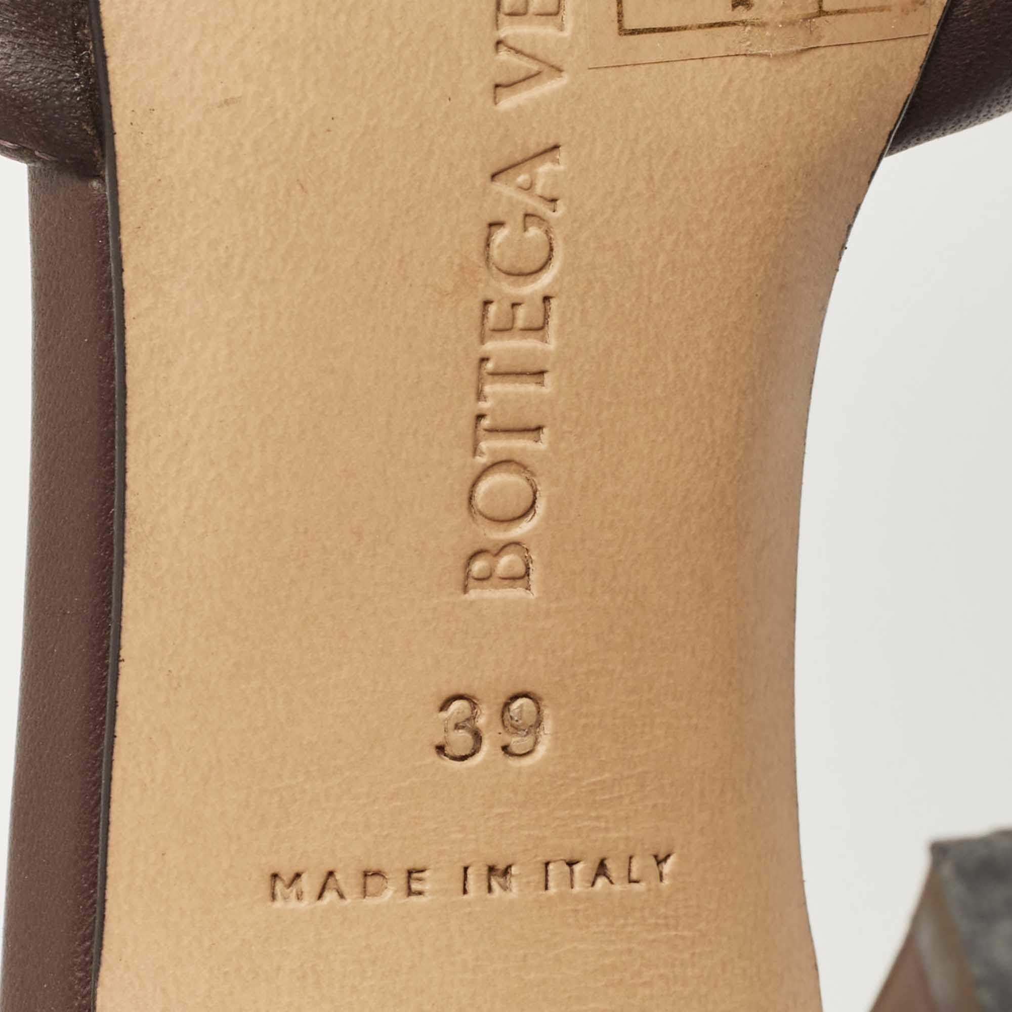 Bottega Veneta Brown Quilted Padded Leather Slide Sandals Size 39 2