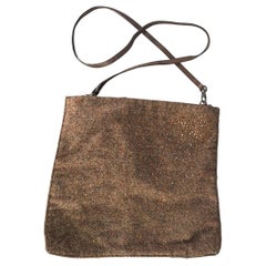 BOTTEGA VENETA Brown Rhinestones Wool Cross Body Handbag
