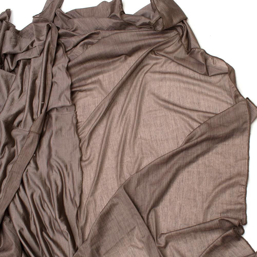 Bottega Veneta Brown Sheer Draped Oversize Maxi Dress - Size US 4 For Sale 4