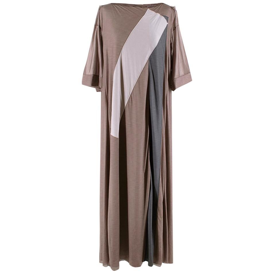 Bottega Veneta Brown Sheer Draped Oversize Maxi Dress - Size US 4 For Sale