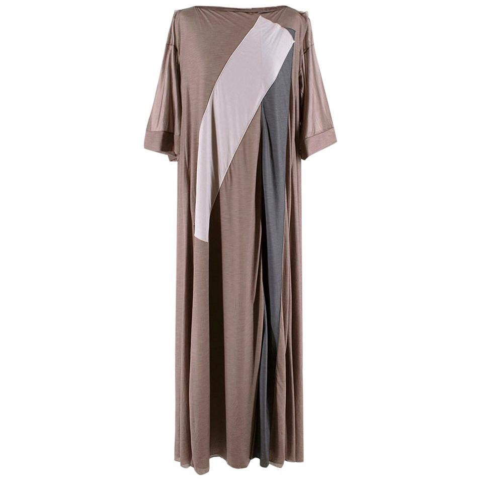 Bottega Veneta Brown Sheer Draped Oversize Maxi Dress - Size US 4 For Sale