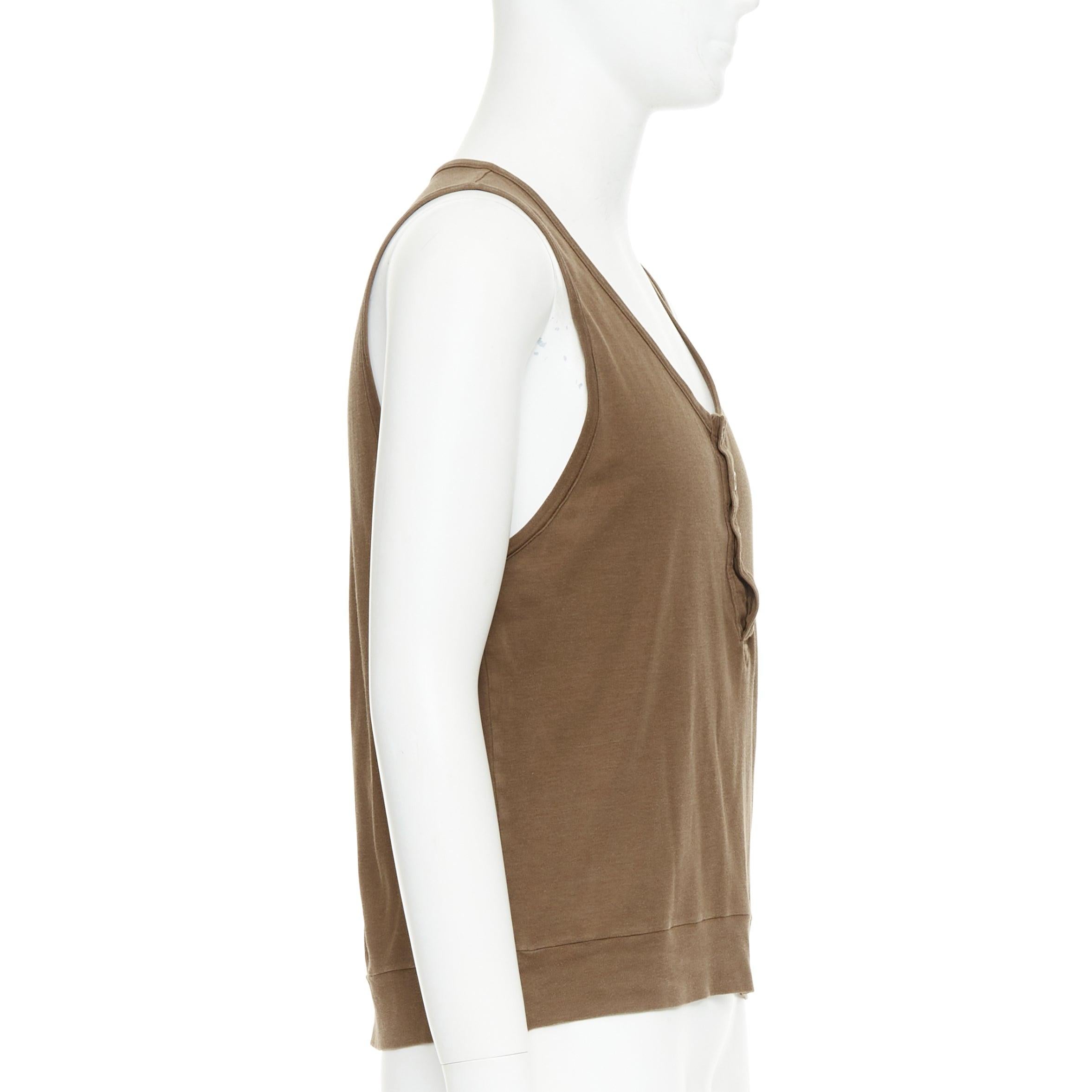 Bottega Veneta canotta marrone in seta e cotone con mezzo bottone IT50 L. In condizioni discrete in vendita a Hong Kong, NT