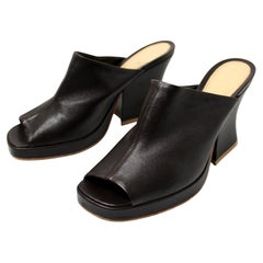 Bottega Veneta Brown Soft Leather Stack Mules