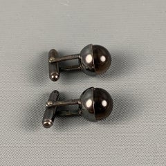 BOTTEGA VENETA Brown Sterling Silver Cuff Links