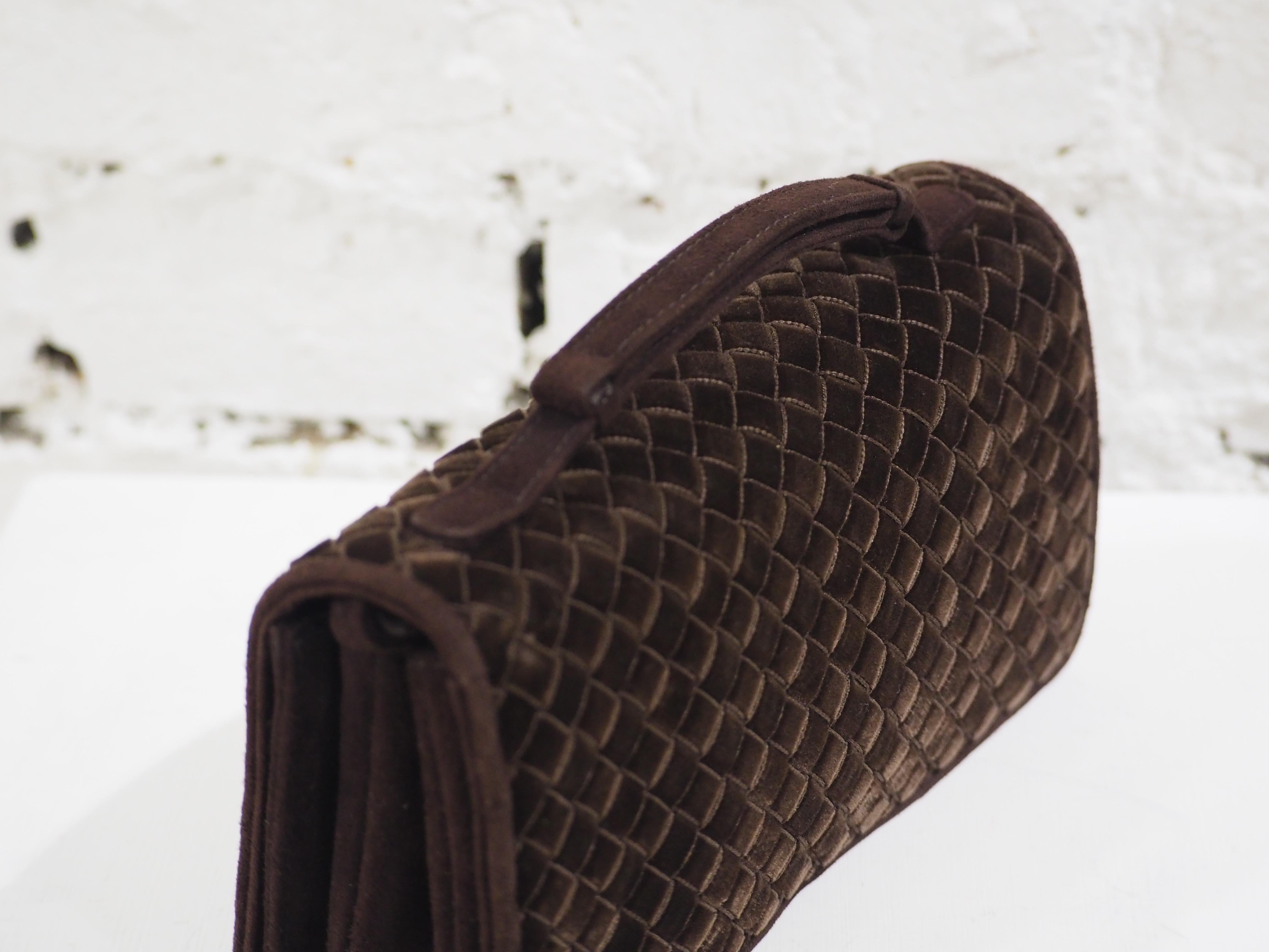 Bottega Veneta brown velvet pochette 8