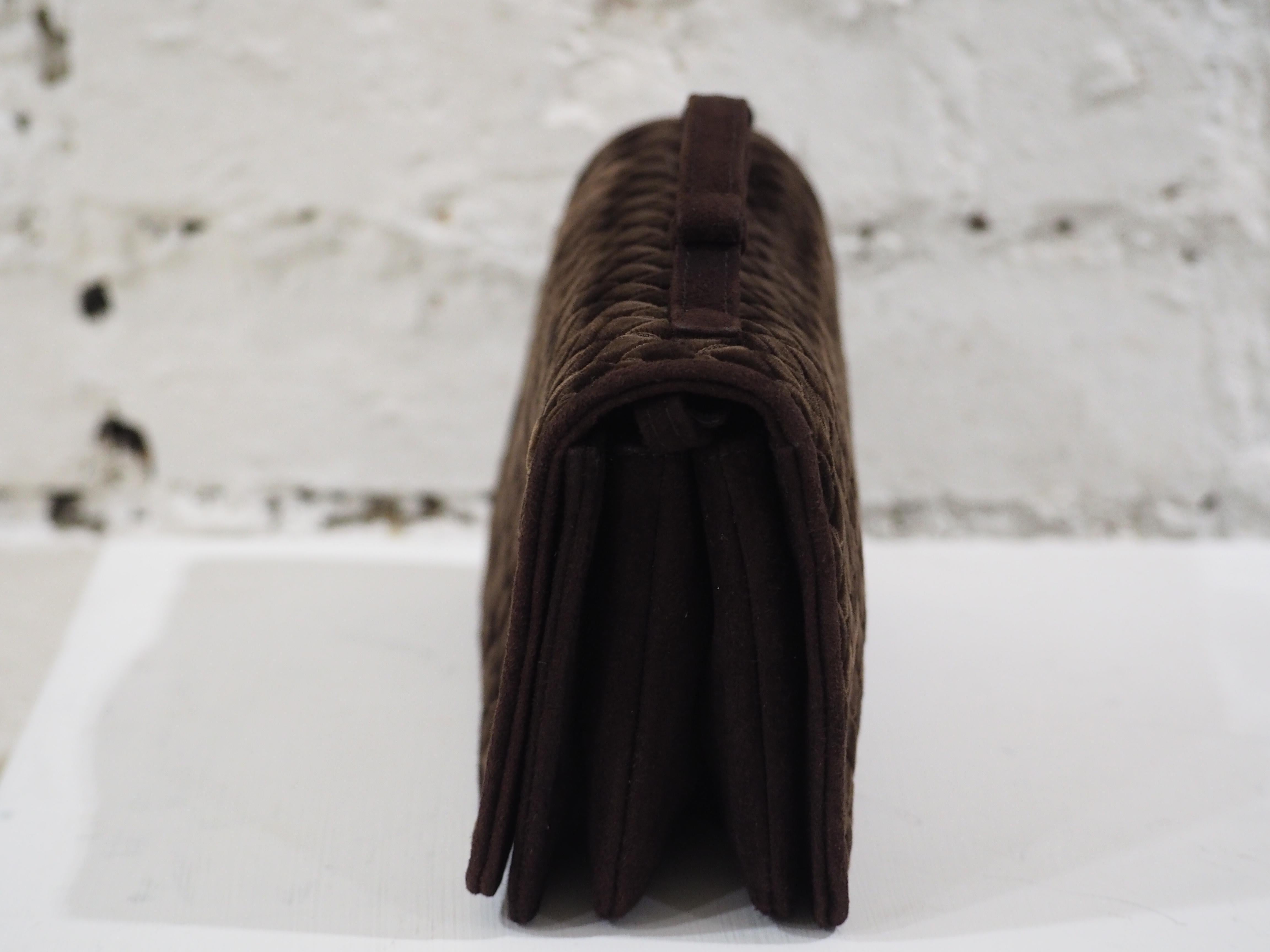 Black Bottega Veneta brown velvet pochette