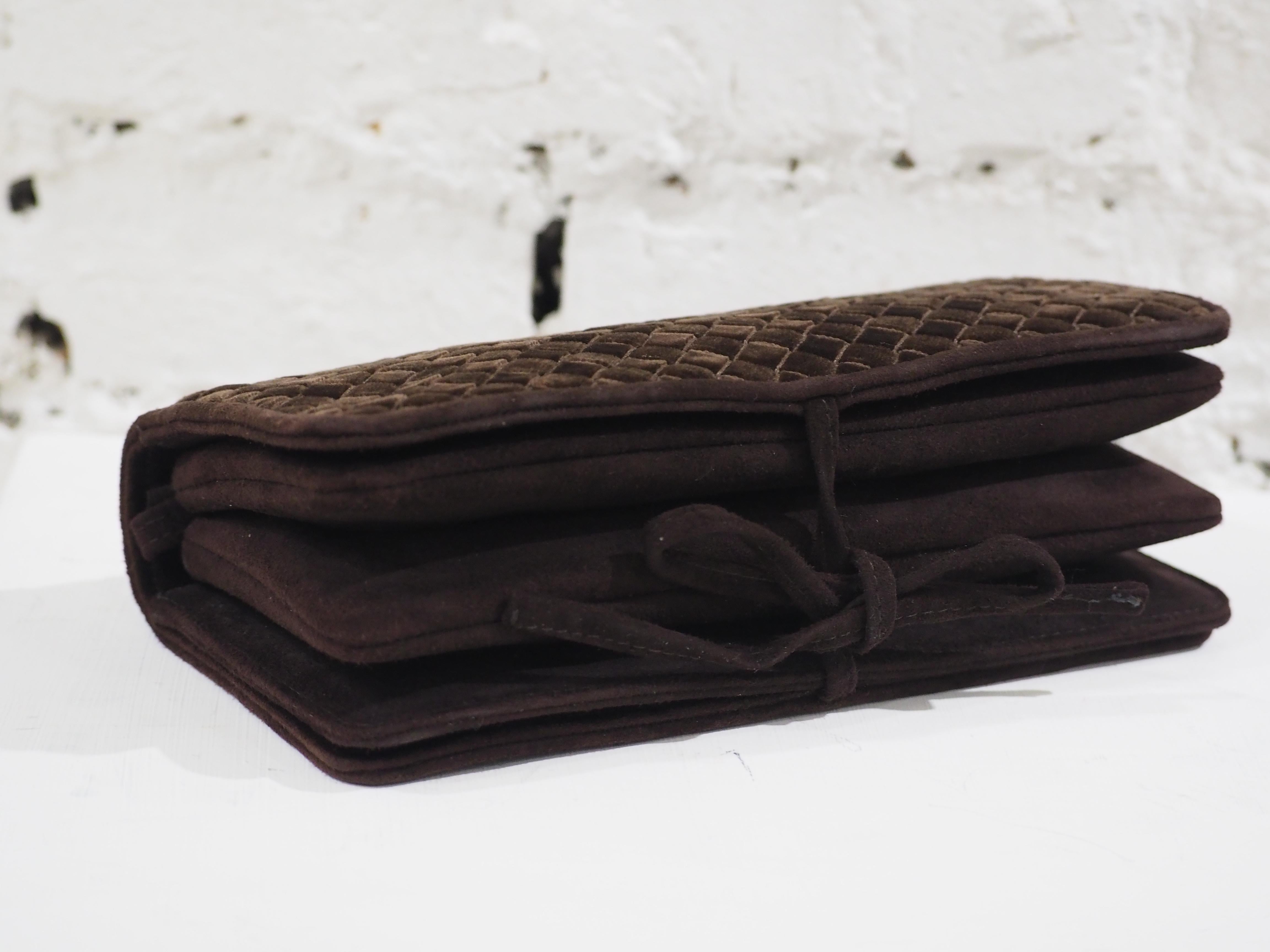 Bottega Veneta brown velvet pochette 2