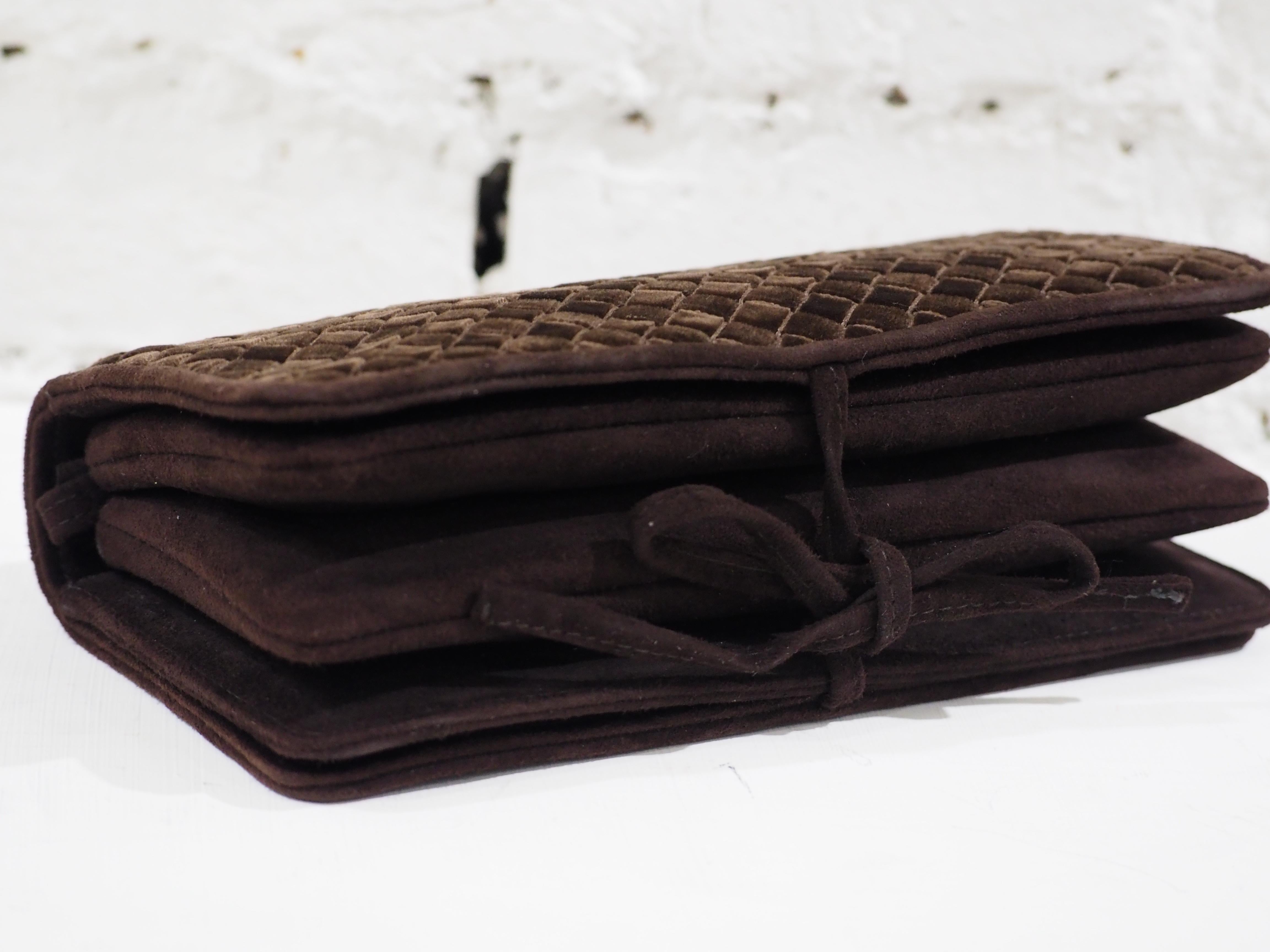 Bottega Veneta brown velvet pochette 3