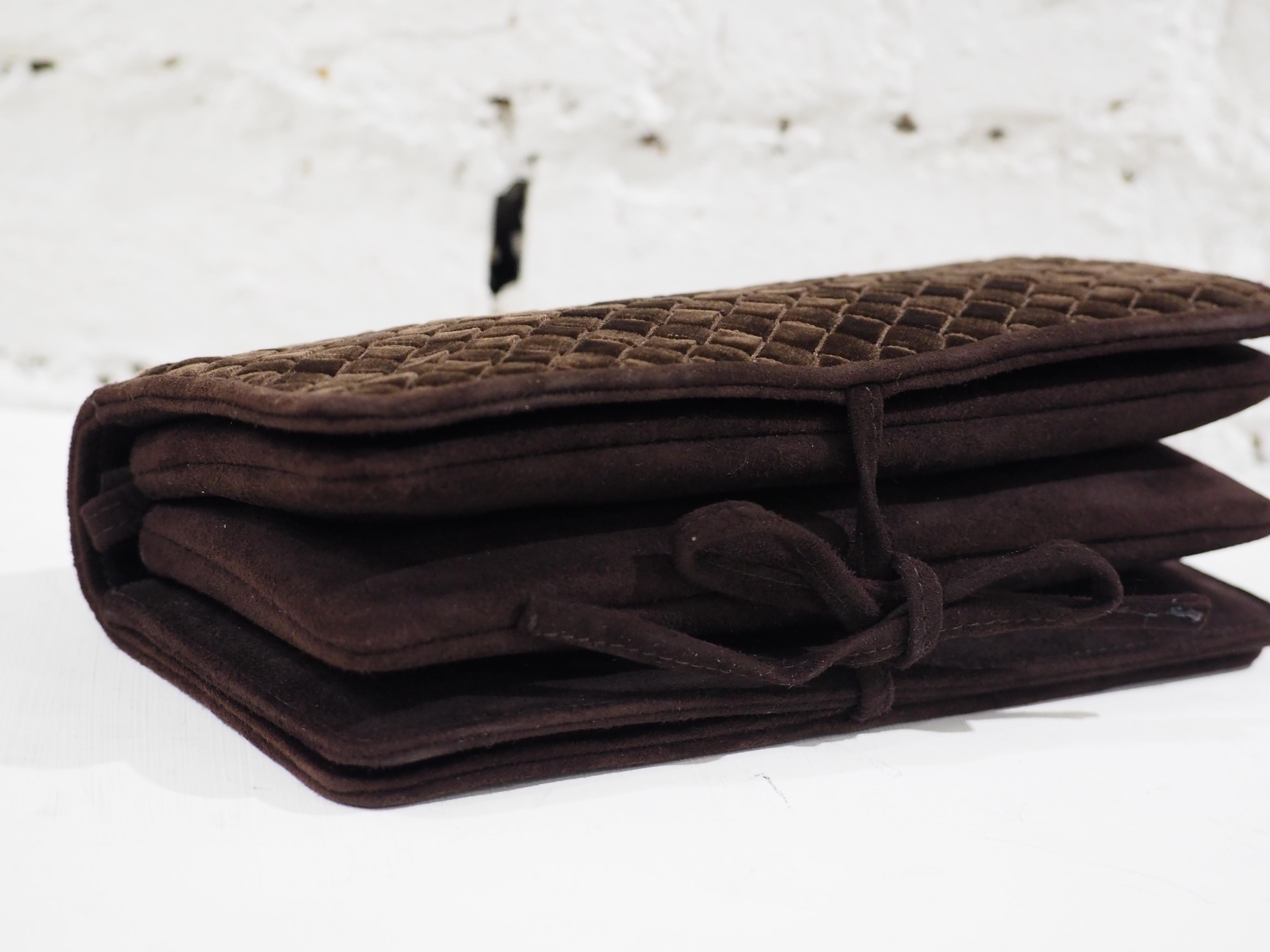 Bottega Veneta brown velvet pochette 4