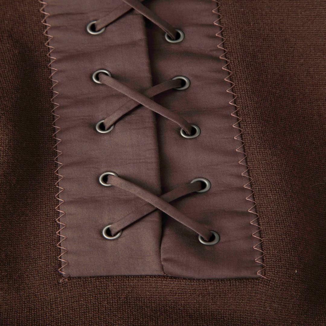 Bottega Veneta Braunes Wollkleid mit Spitze, knielang, Größe S im Zustand „Gut“ im Angebot in London, GB