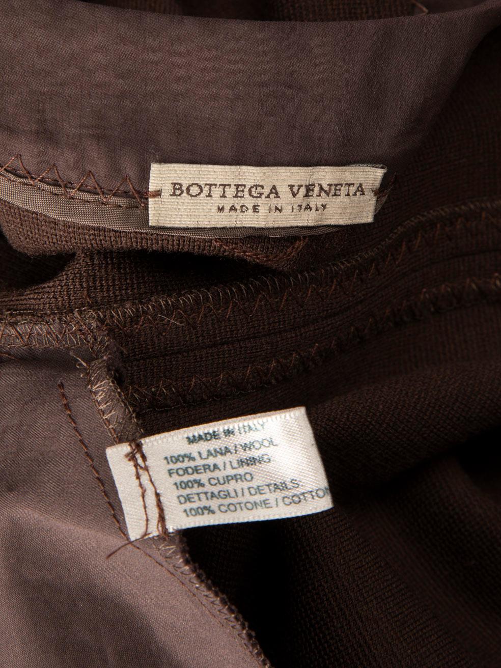 Bottega Veneta Braunes Wollkleid mit Spitze, knielang, Größe S Damen im Angebot