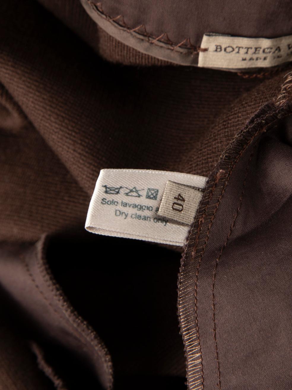 Bottega Veneta Braunes Wollkleid mit Spitze, knielang, Größe S im Angebot 1