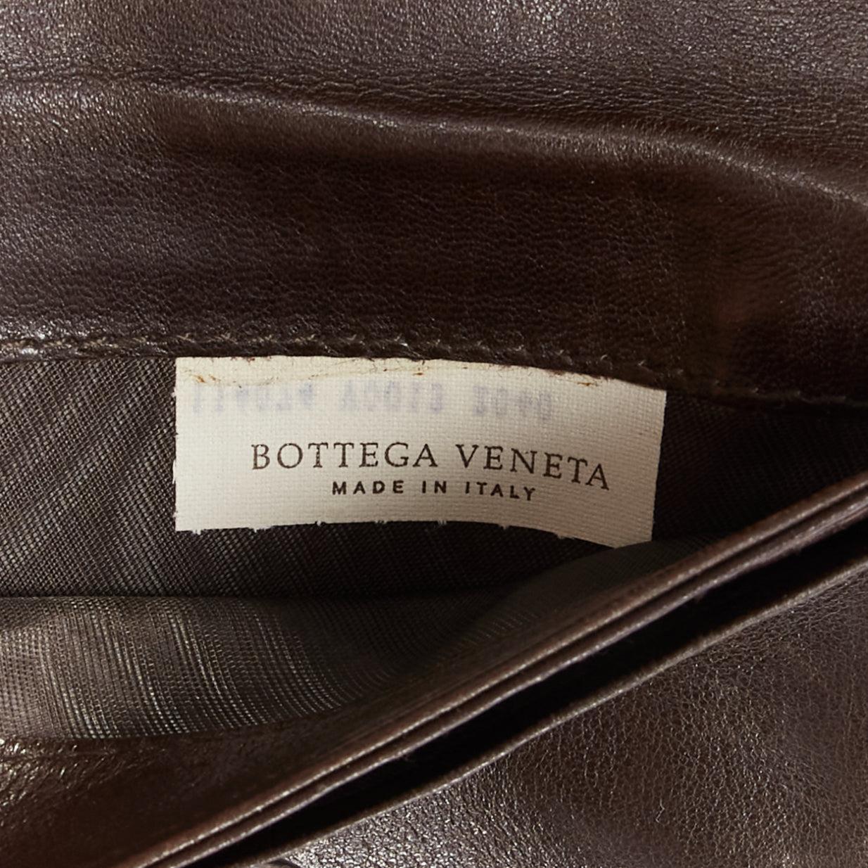 BOTTEGA VENETA brown woven intrecciato leather gold zip long wallet 5
