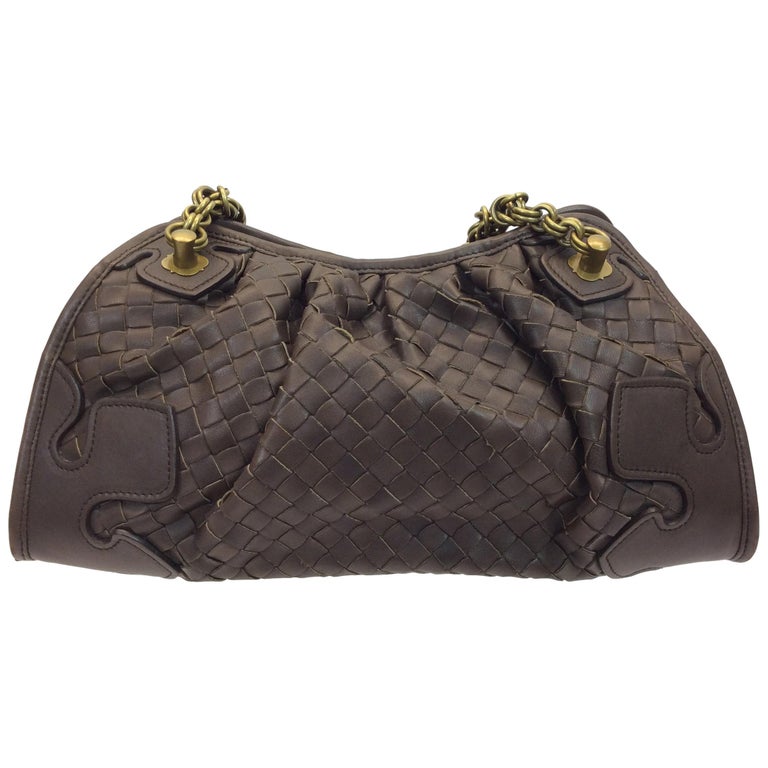 Bottega Brown Woven Leather Handbag For Sale at 1stDibs