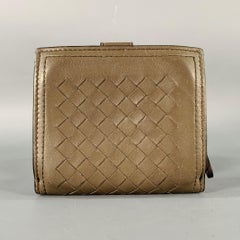 BOTTEGA VENETA Brown Woven Leather Intrecciato Small Flap Wallet