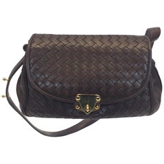 Bottega Veneta Brown Woven Leather Shoulder Bag