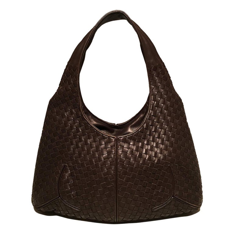 Bottega Veneta Brown Woven Leather Shoulder Bag For Sale at 1stDibs