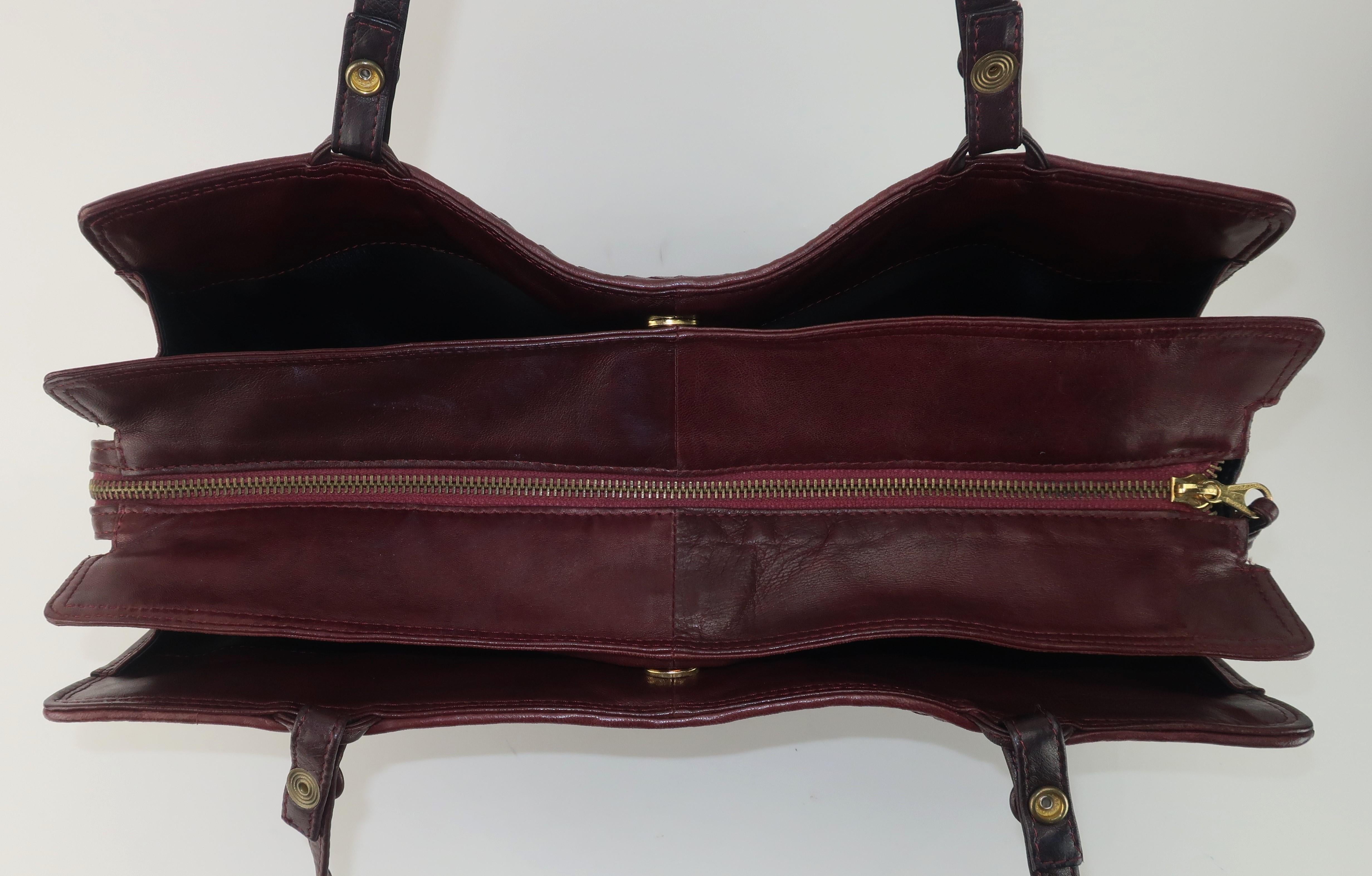 Bottega Veneta Burgundy Brown Intrecciato Leather Handbag, C.1980 4