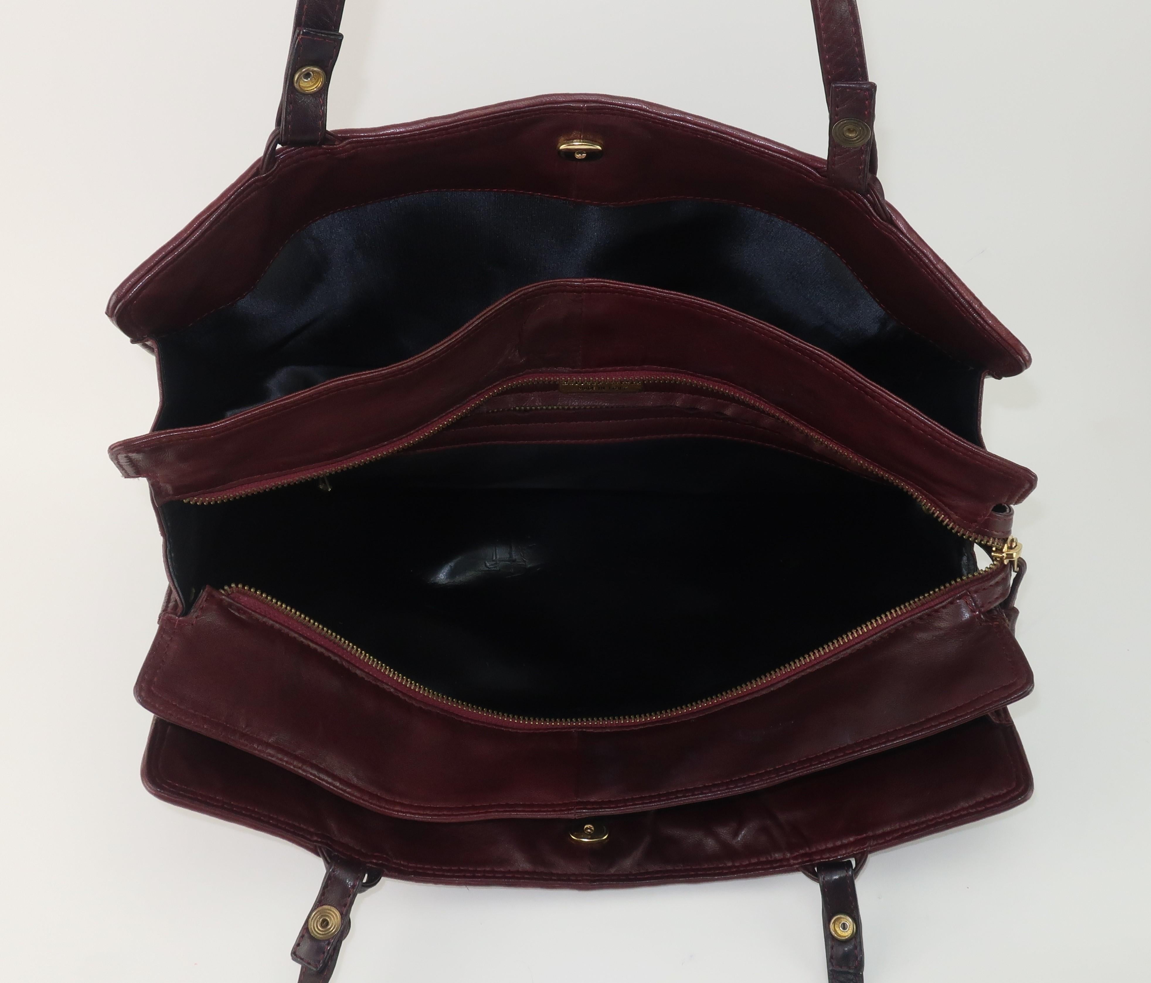 Bottega Veneta Burgundy Brown Intrecciato Leather Handbag, C.1980 5