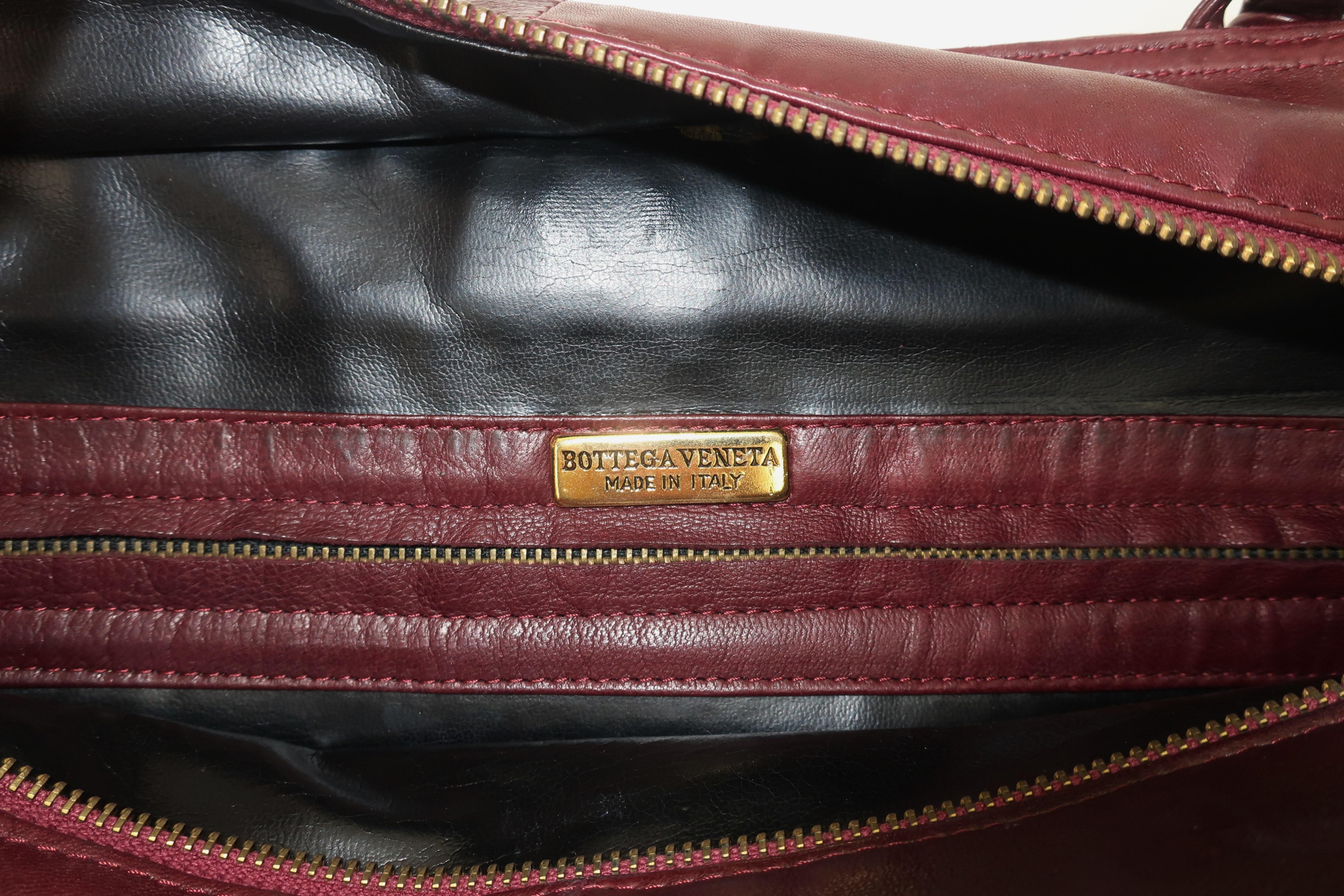 Bottega Veneta Burgundy Brown Intrecciato Leather Handbag, C.1980 6