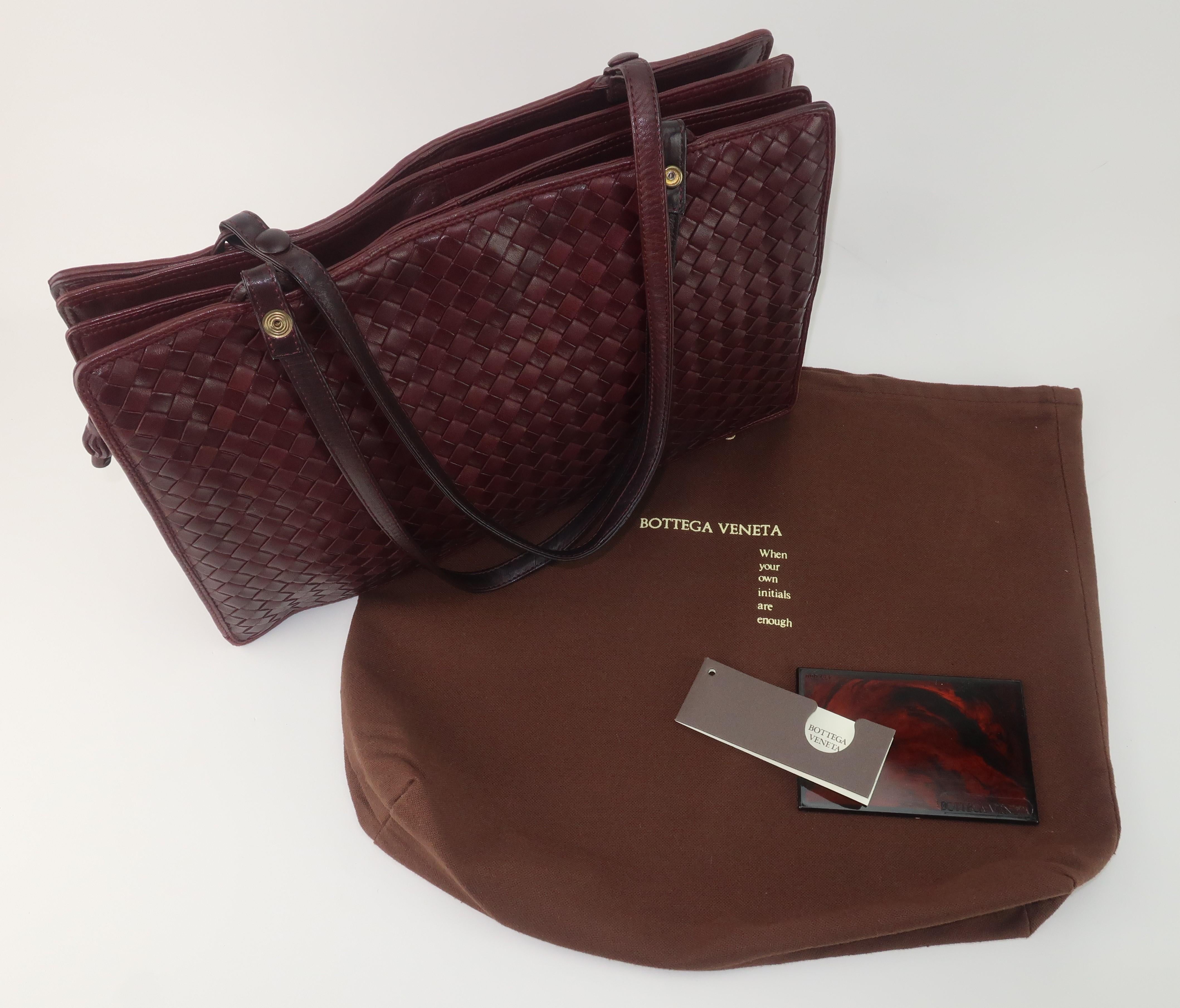 Bottega Veneta Burgundy Brown Intrecciato Leather Handbag, C.1980 7