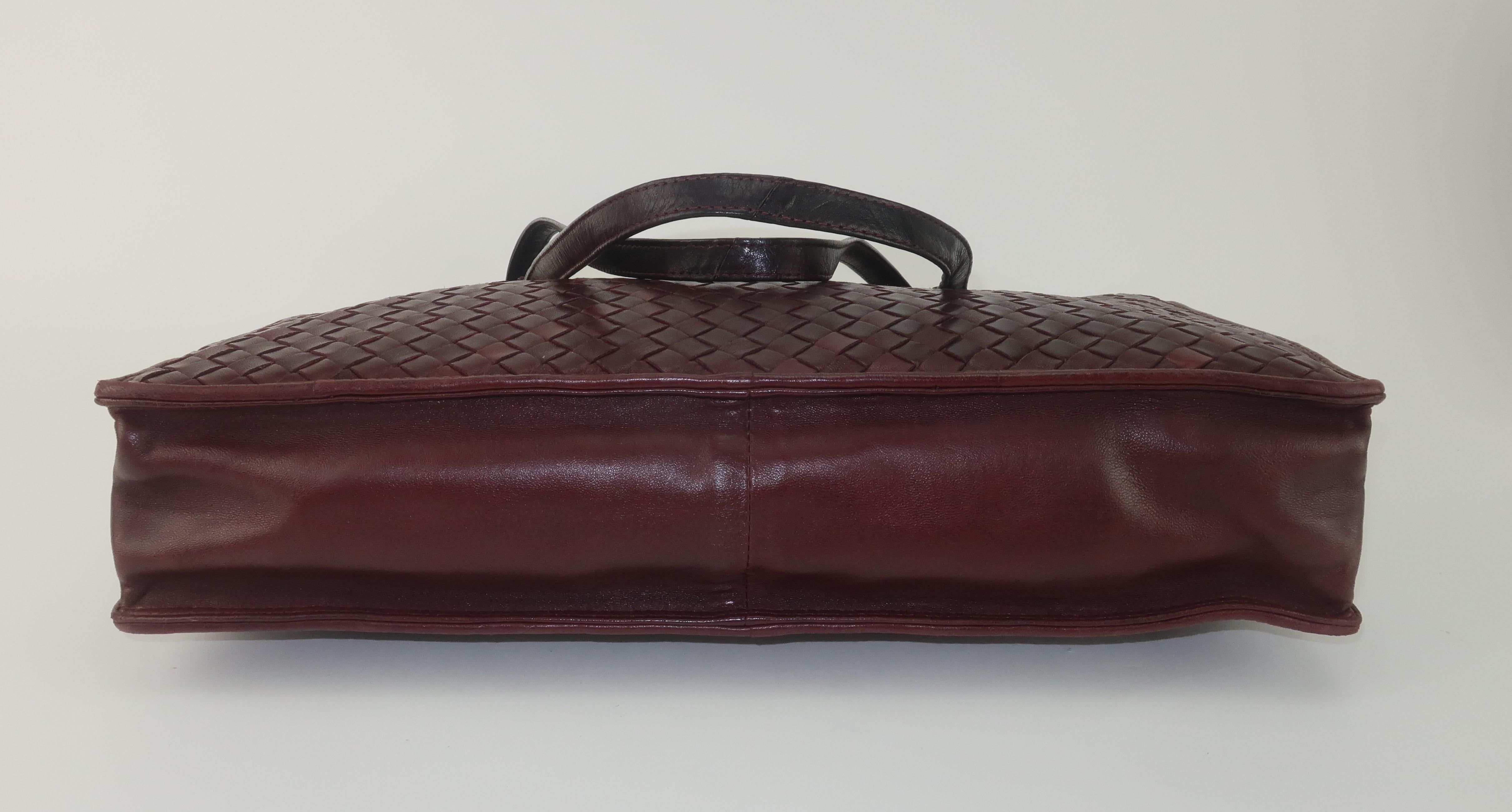 Bottega Veneta Burgundy Brown Intrecciato Leather Handbag, C.1980 2