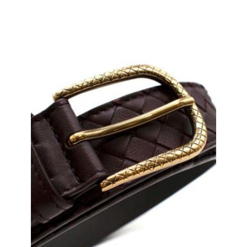 Men's Bottega Veneta Burgundy Intrecciato Leather Belt - Size 80