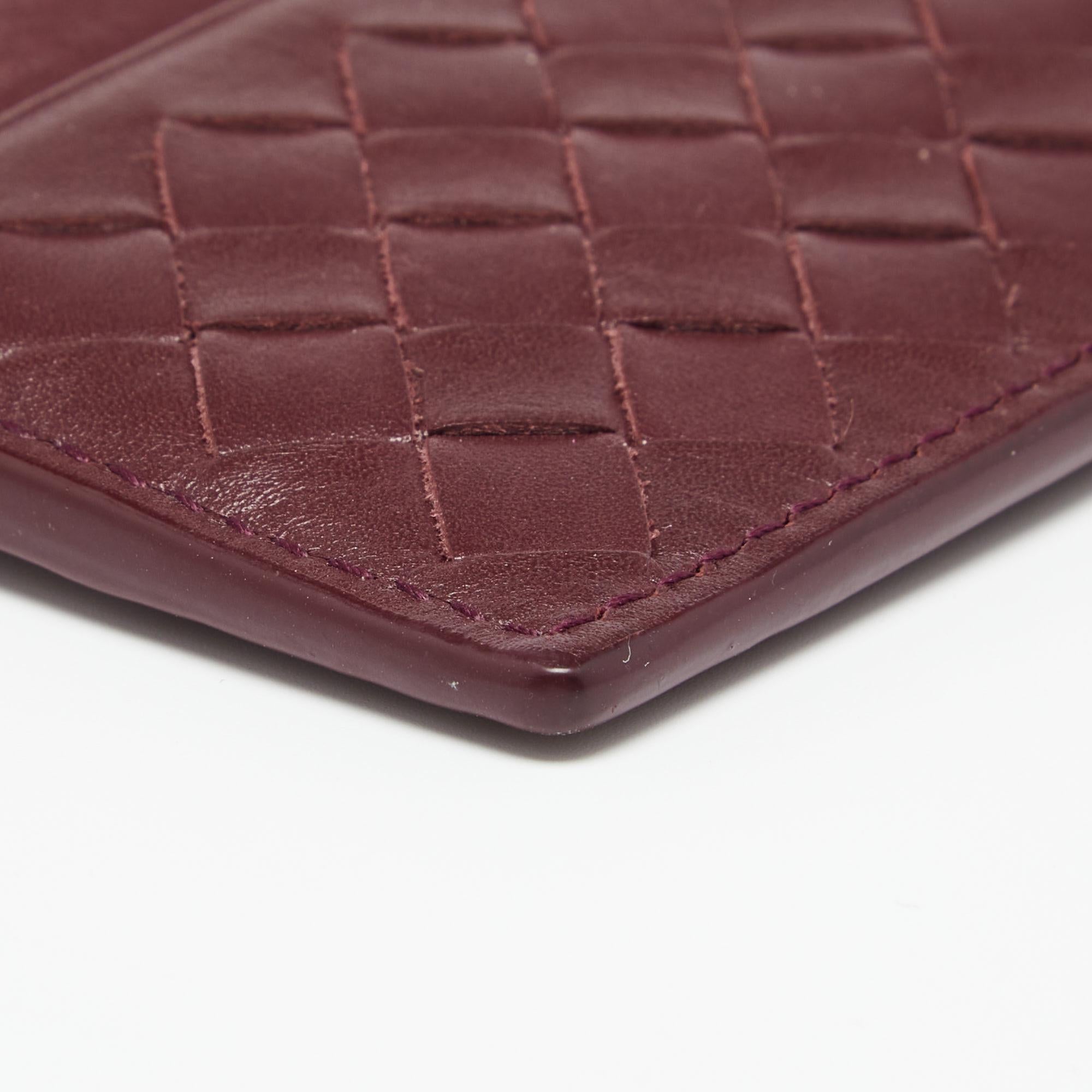 Bottega Veneta Burgundy Intrecciato Leather Card Holder 5