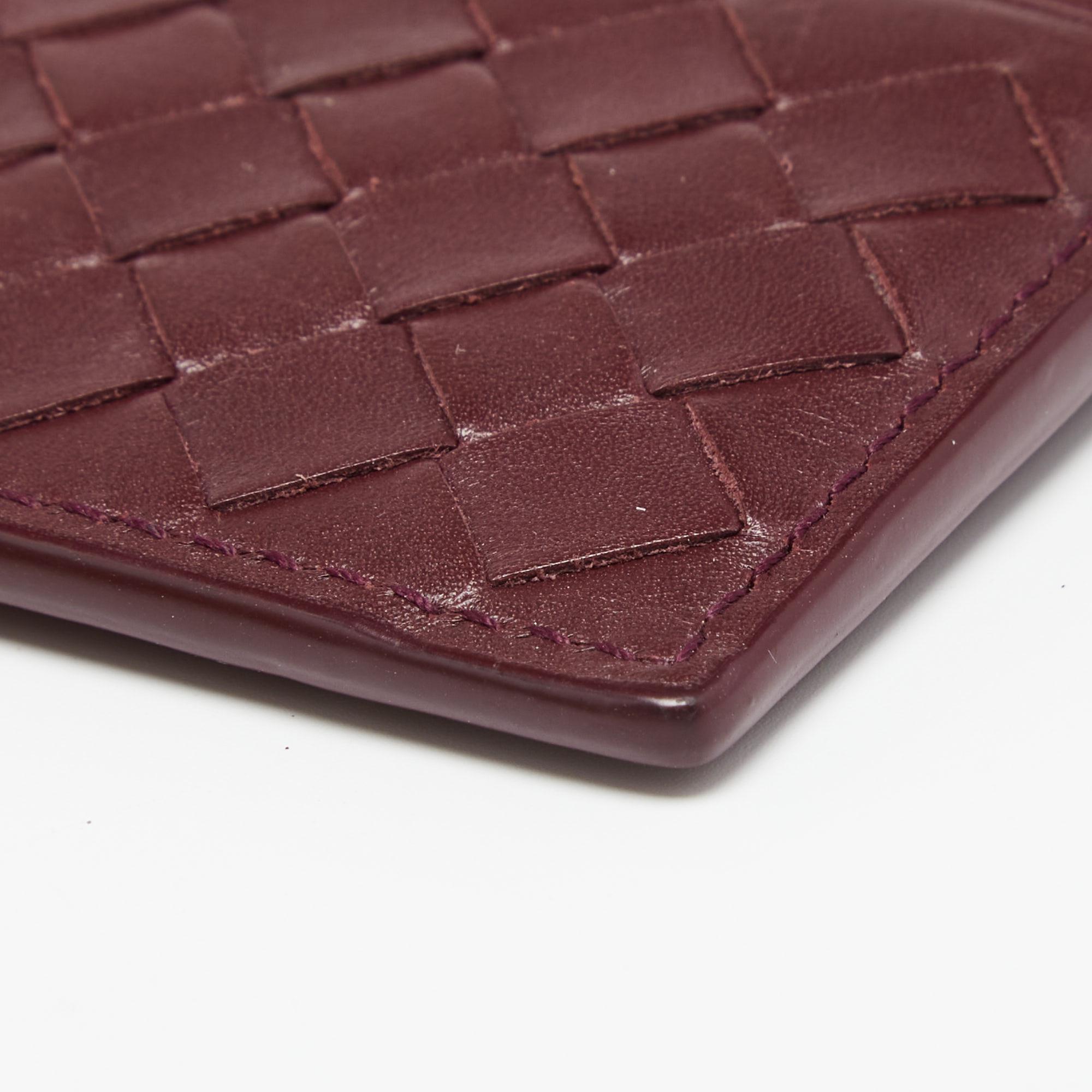Bottega Veneta Burgundy Intrecciato Leather Card Holder 4
